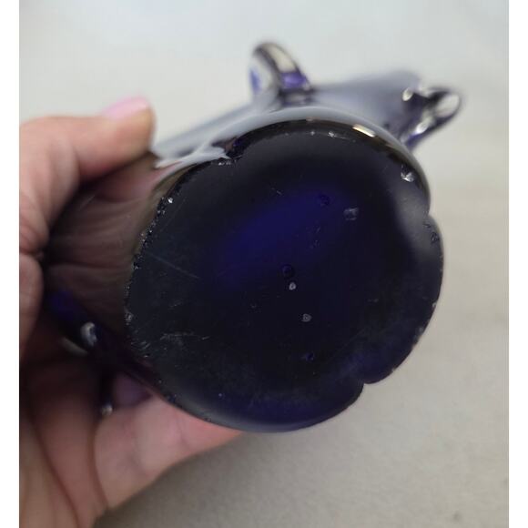 Art Glass Large Blue Elephant Trunk Up Gold Dust Paper weight - Picture 7 of 9